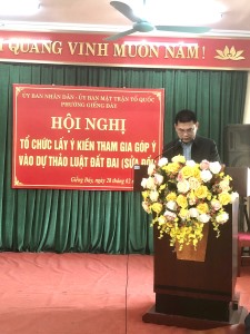 Phường Giếng Đáy tổ chức Hội nghị lấy ý kiến tham gia góp ý vào dự thảo luật đất đai (sửa đổi)